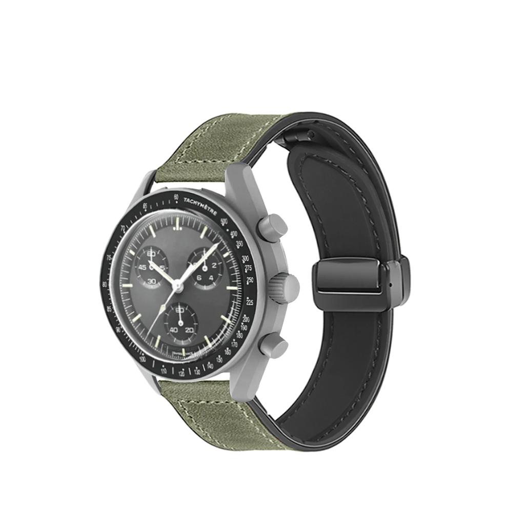 Кожаный ремешок 20 мм для совместных часов Omega X Swatch MoonSwatch Planet Metal с магнитной застежкой для часов Swatch, силиконовый ремешок, аксессуары