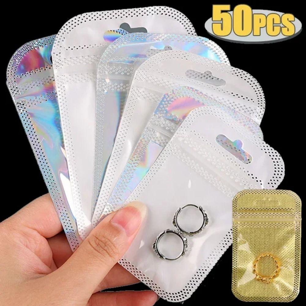 50Pcs Earrings Rings Necklace Display Self Sealing Bags Thicken Jewelry Packaging Bags