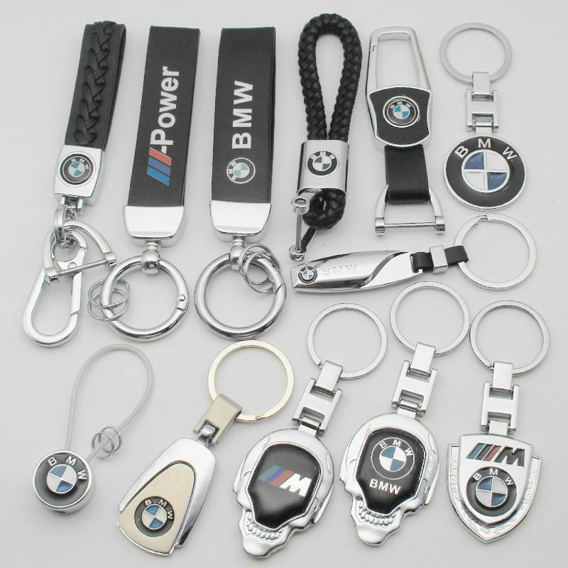 1Pcs Metal/Leather Keychain Hand-Woven Key Rope Key Ring Auto Emblem Accessories For BMW E90 E91 E92 E93 E60 E61 F10 F07 E63 E64 gsrm90