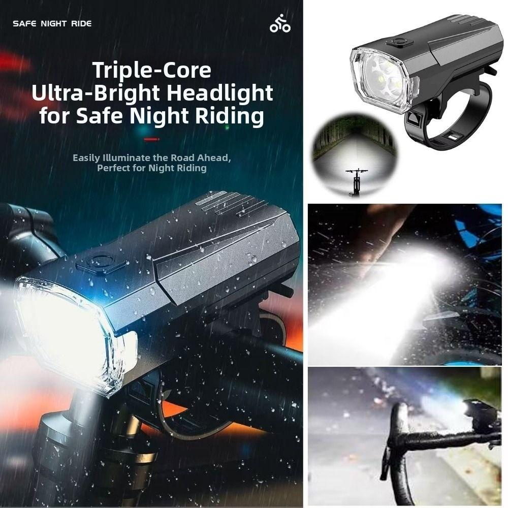 3 LED Super Bright Bicycle Light Typy-C Charging Bike Flashlight for Night Riding