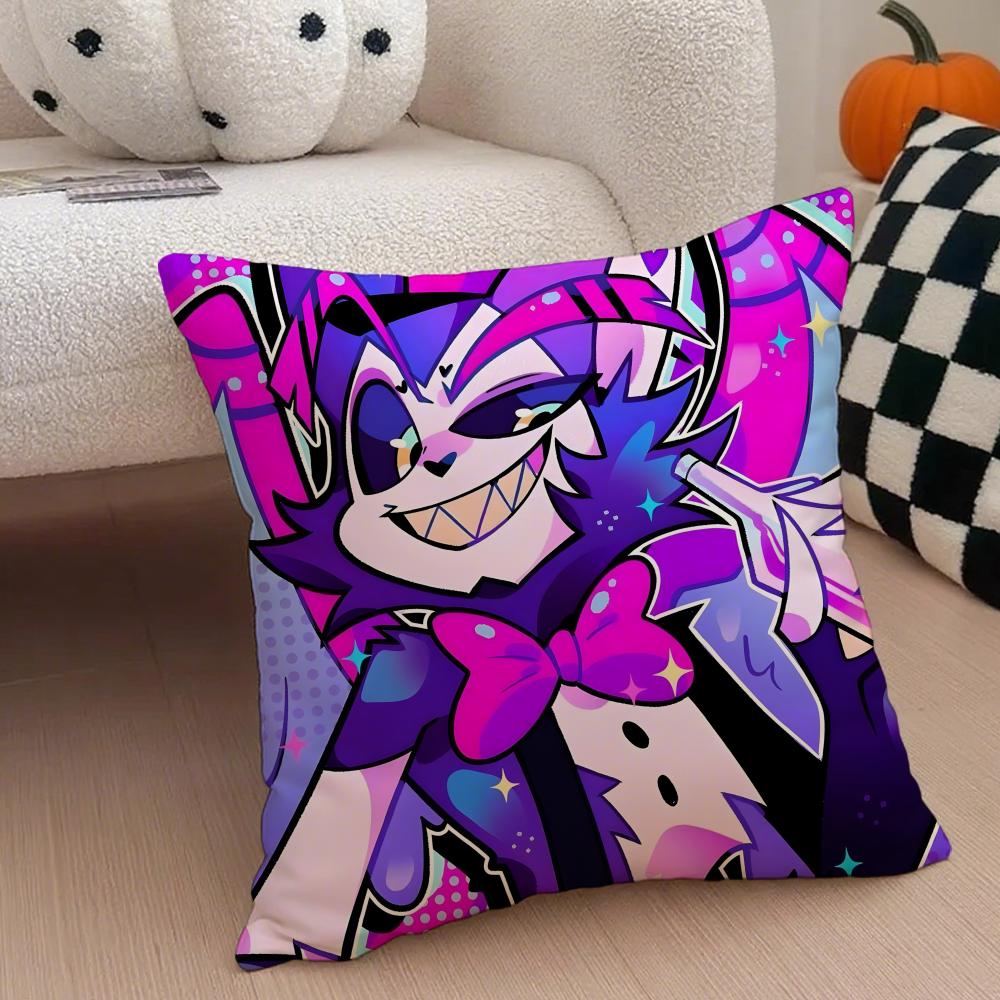 Edgy Musical Quirky Animate HHazbin Hotel Cushion Cover Throw Pillow Cover Hidden Button Durable Polyester Chair Cushion