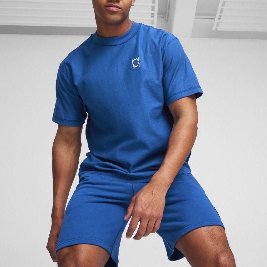 Puma Pivot Unisex Tee Logo Embroidery Design Casual Round Neck Short Sleeve Drop Shoulder T-Shirt Men Tops Blue-Glaze 623058-08