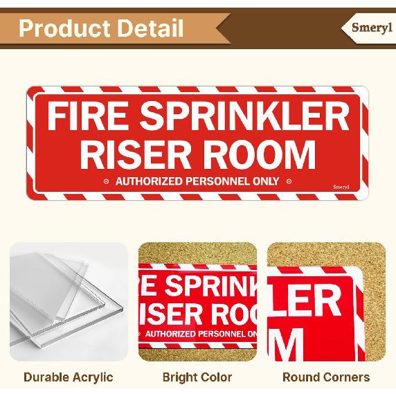 Fire Sprinkler Riser Room Signs Authorized Personnel Only 9” x 3” Fire Sprinkler Room Signs, Riser Room Sign for Office Home Business,
