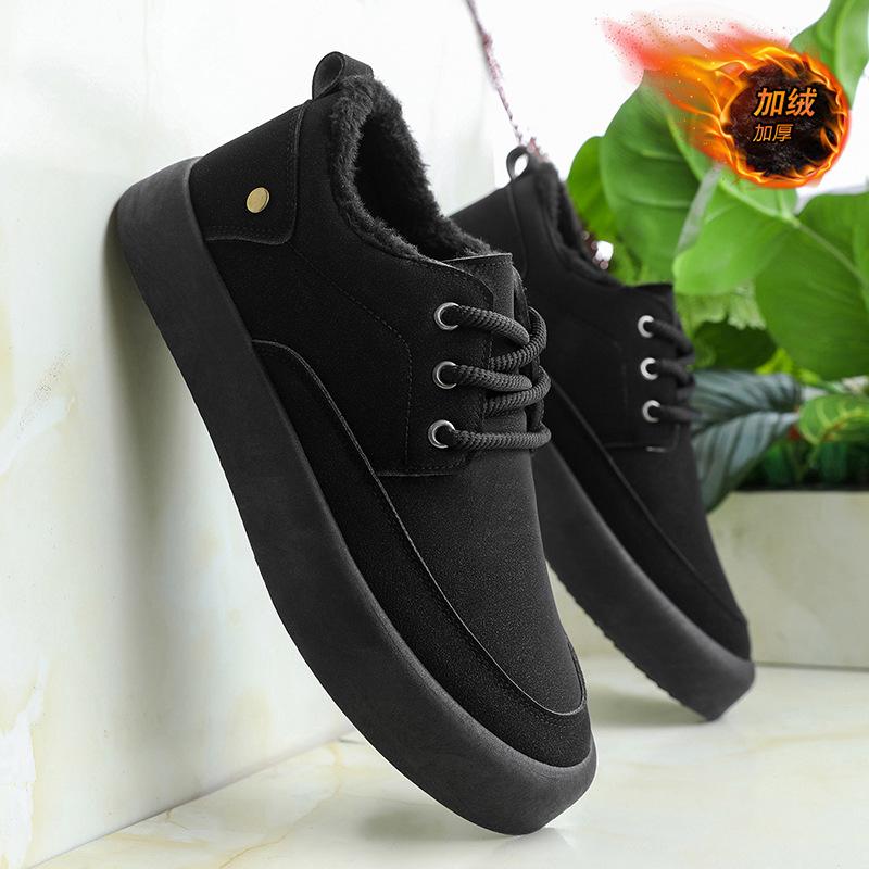 2025 зима новая корейская версия модной теплой мужской обуви трендовые бархатные утепленные мужские хлопковые туфли молодежная повседневная обувь