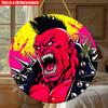 2D Flat 20*20cm1pc Comic Spiky Monster Design Hanging Art Plaque, Red and Yellow Bohemian Style Comic Wooden Pendant, Application To Boy Bedroom Party