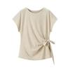 Womens Vintage Chic 2-Piece Set: Soft Cotton Blend Top With Pleated Midi Skirt 3/4 Sleeve Solid Color 2025