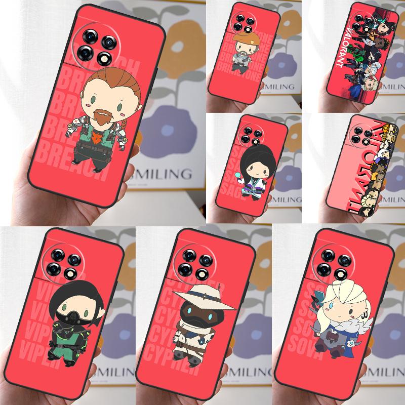 Cute Cartoon Chibi Valorant Cover For OnePlus Nord CE 4 2 3 Lite N30 N10 N20 OnePlus 13R 13 12 12R 11 10 Pro 10T 8T Case