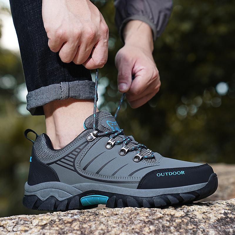 Outdoor Hiking Shoes Men Lace-up Anti-slip Wear-resistant Casual Sports Shoes Men Shock-absorbing Breathable Low-top Shoes Men