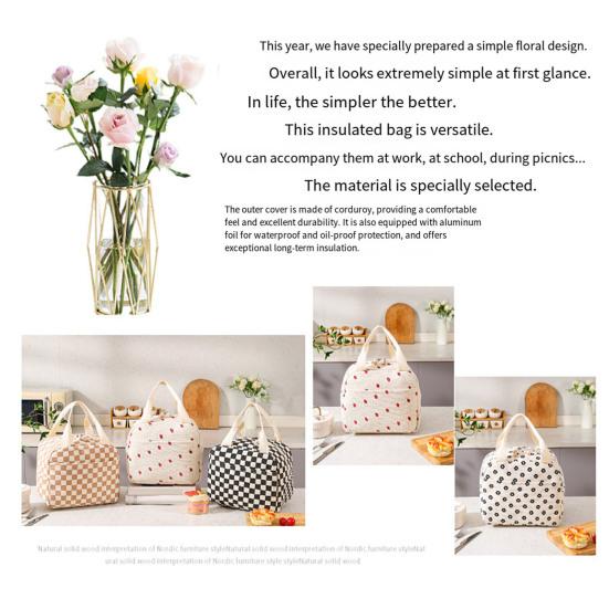 Вельветовая сумка для ланча, термосумка для ланча, изоляционный чехол, мягкая сумка-холодильник для школы, сумка-холодильник для пикника и путешествий