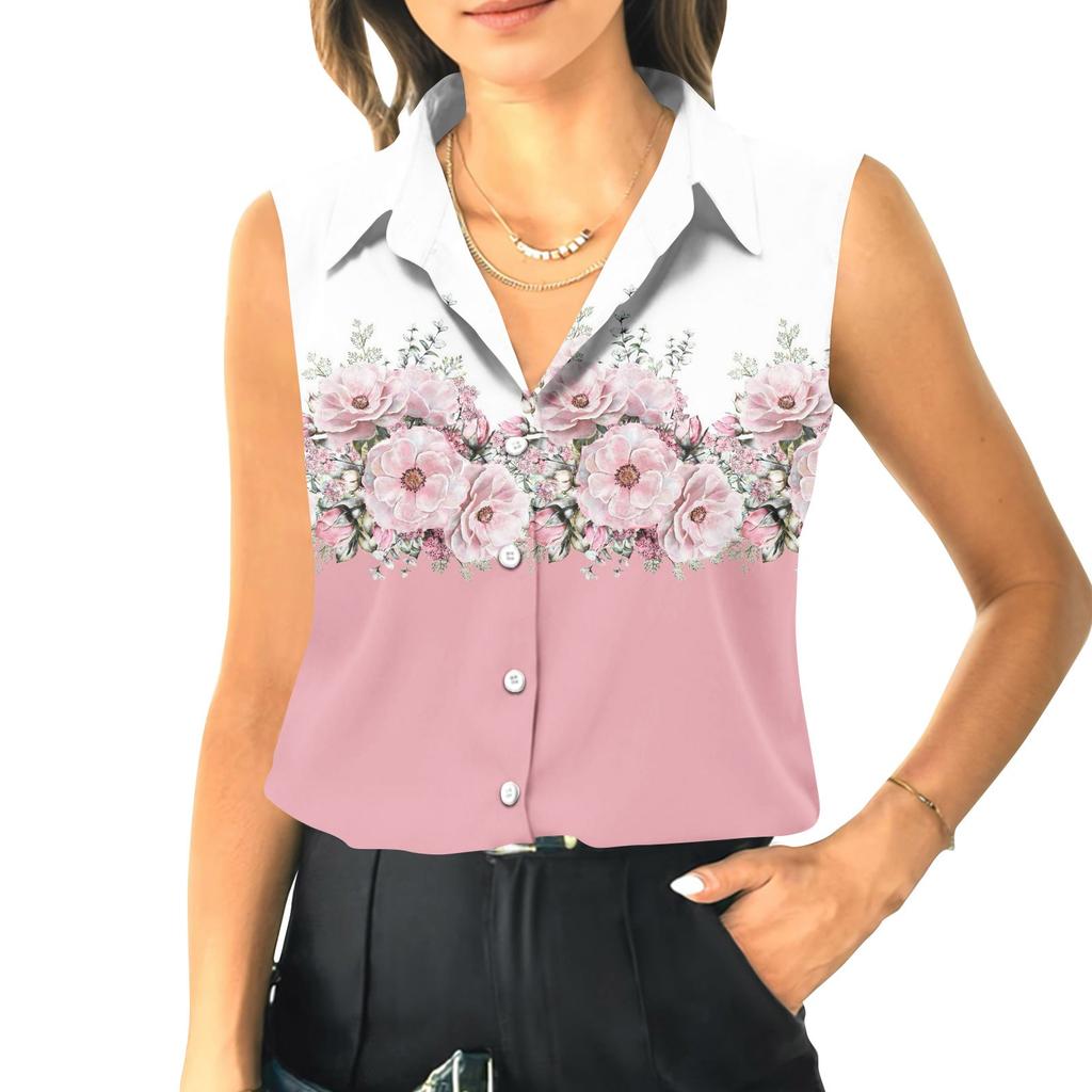 Женский летний свободный топ без рукавов с воротником-стойкой