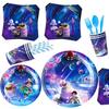 Earth Special Agent Anime Birthday Party Tableware Set: Plates, Cups, Tablecloth, Knives, Decorations.