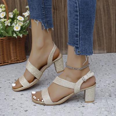 2024 Горячая Распродажа Женская Обувь Летние Женские Сандалии С Пряжкой, Обхватывающие Щиколотку, Твердые Босоножки С Открытым Носком, Высокий Каблук, Большие Размеры, Повседневные Сандалии Женские