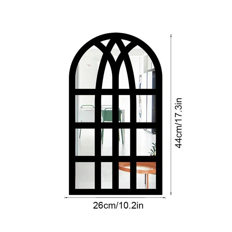 Imitation Window Arch Design Acrylic Mirror Wall Sticker Self-adhesive Decals Home Living Room Background Art Wall Decor Mirror