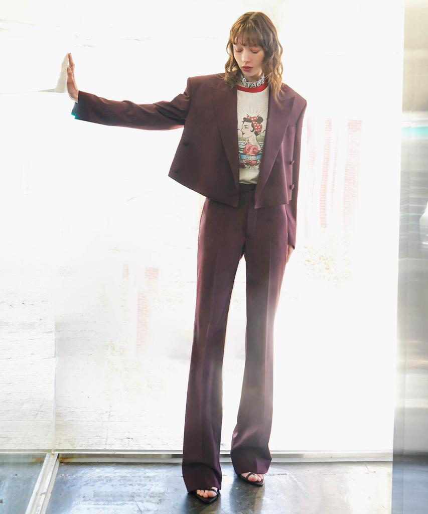UNTAGE Wool Flare Trousers[Burgundy(Unisex)]_Uth-Fp02
