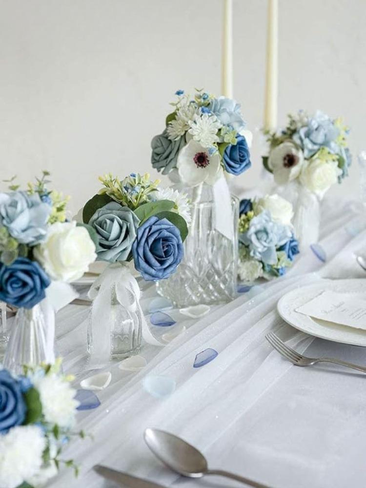 4 букета готовых маленьких цветочных свадебных цветов из пыльной розы, мини-букеты для подружек невесты, центральные украшения для свадебного стола и подружек невесты