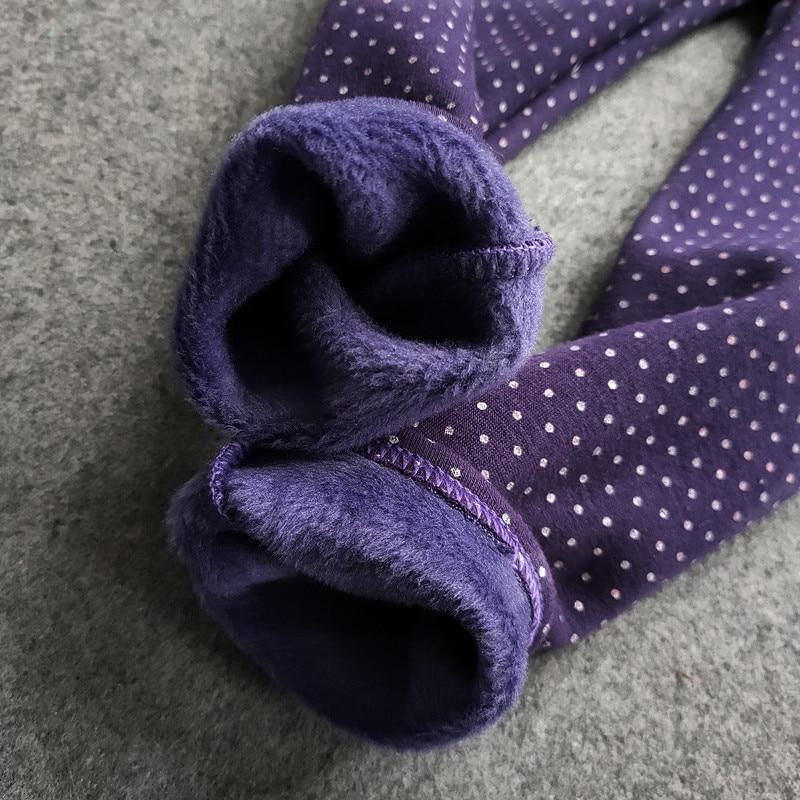 Autumn Winter Kids Pants Small Dot Plus Velvet Girls Leggings Children's Girl Cotton Stretch Trousers Children Clothing
