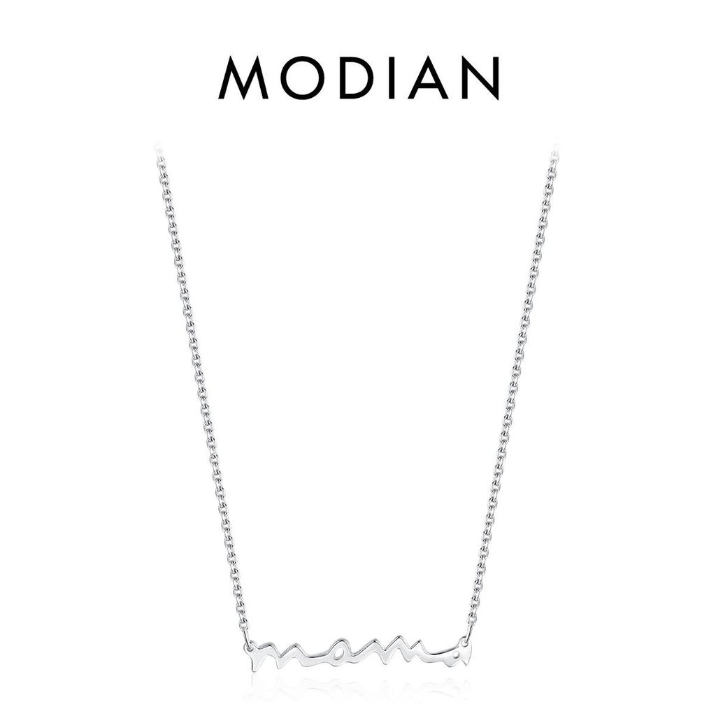 MODIAN Classic Design 925 Sterling Silver Letter Mama Pendant Necklace For Women Mom Mama Mother's Day Birthday Christmas Gift