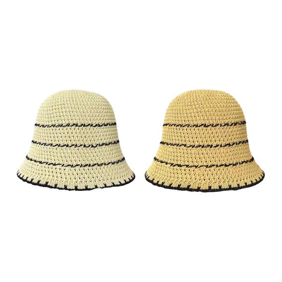 Summer Hat Activities Hollow Design Patchwork Basin Versatile Knitted Hat