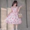 Lady Lazy Lolita Jumper Skirt with Sweets Pattern Dress, Cosplay, Knee-Length (Pink)