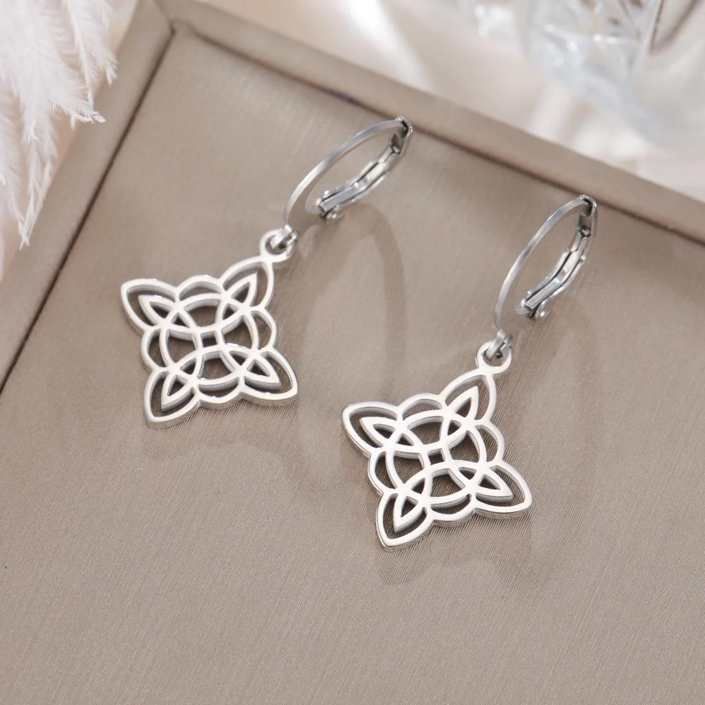 Ирландские серьги-подвески Узел Ведьмы Элегантные женские Талисман удачи для колдовства Кельтский узел Из нержавеющей стали Ювелирное изделие Подарок