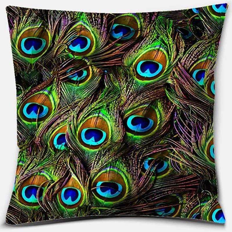 Peacock Feather Pattern Pillowcase Interior Decoration Office Living Room Home Pillowcase
