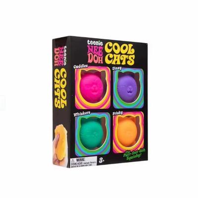 Новый набор Teenie Nee Doh Cool Cats из 4 штук Очаровательные мини-кошки Антистресс-игрушки Мягкие и упругие Игрушки для снятия стресса Сенсорные сжимаемые игрушки для взрослых