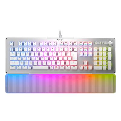 ROCCAT Игровая клавиатура Vulcan II Max JP Японская раскладка Проводная Оптическая Линейная Тихая Полноразмерная Настраиваемая RGB Полупрозрачная Подставка для запястий Колесо регулировки громкости