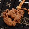Car Key Ring Gift Key Chain Lucky Mascot Mahogany Engraving Wood Keyring Chinese 12 Zodiac Keychain