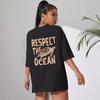 Ocean Green Turtle Print Women'S T-Shirt Cool Fit T-Shirt Cotton Oversized Short Sleeve Vintage Summer Women