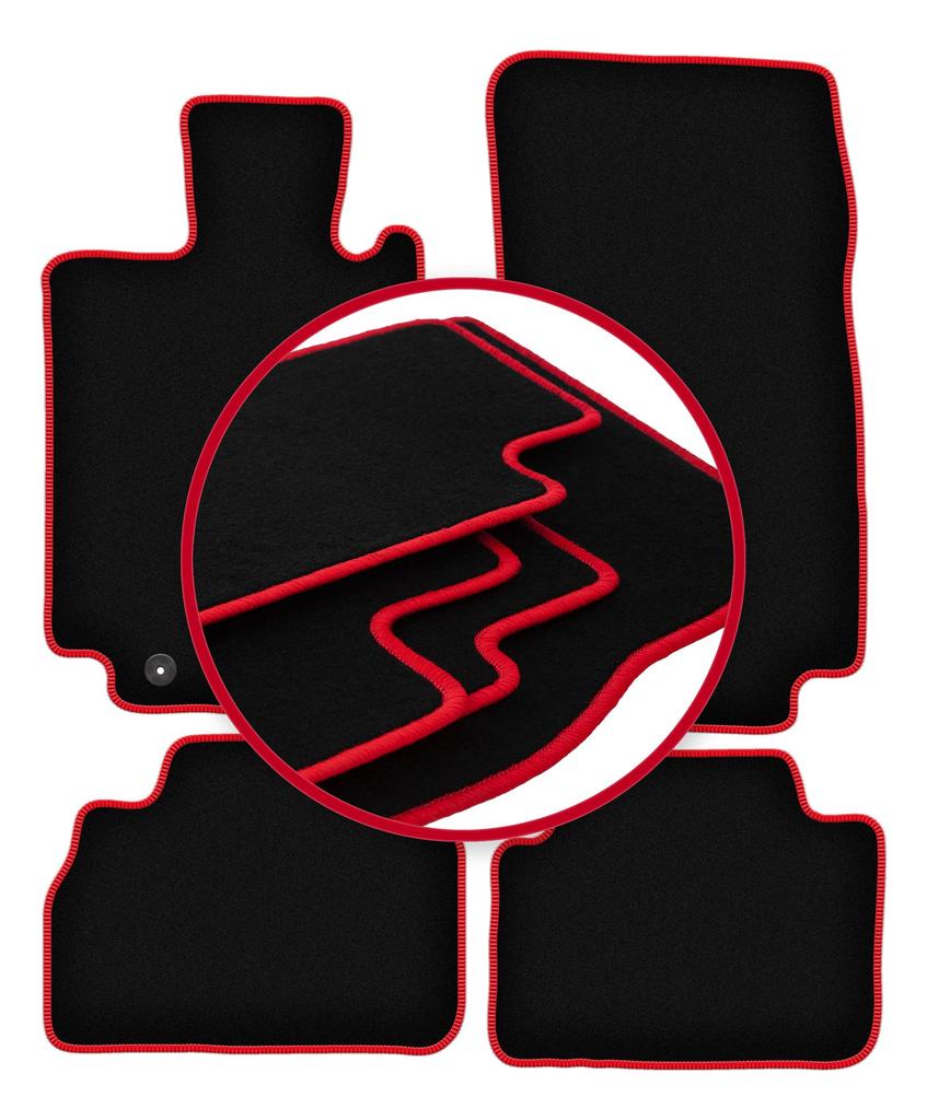 Велюровые коврики с красной окантовкой для: Mercedes S W220 седан короткий (1998-2005)