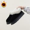 Женские зимние ботинки на толстой платформе, нескользящие, с искусственной замшей, с искусственной подкладкой, короткие ботинки для женщин, теплая обувь для ходьбы, домашние тапочки для улицы и дома