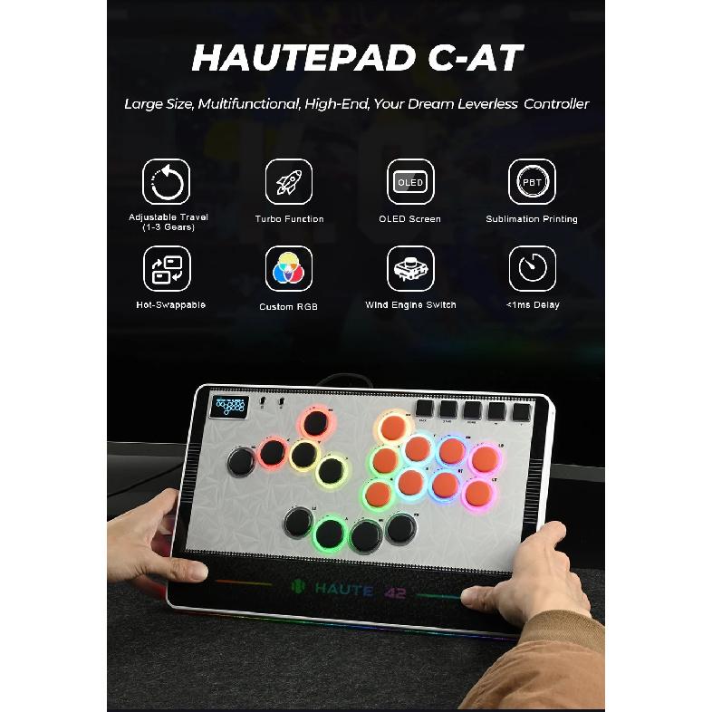 Haute42 C-AT Magnetic Leverless Hitbox Controller Stickless Arcade For PC/PS4/PS5/Steam Leverless Controller Fightstick Hitbox