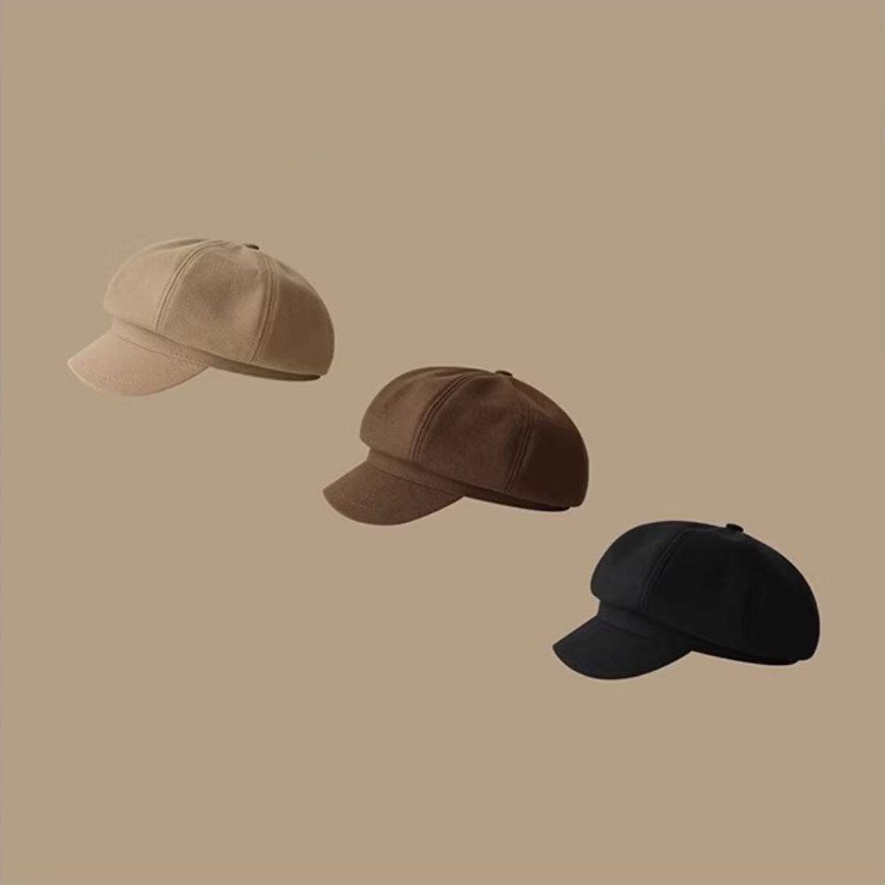 Solid Color Retro Berets Hat Duck Tongue Painter Cap Fashion Vintage Newsboy Cap Girls