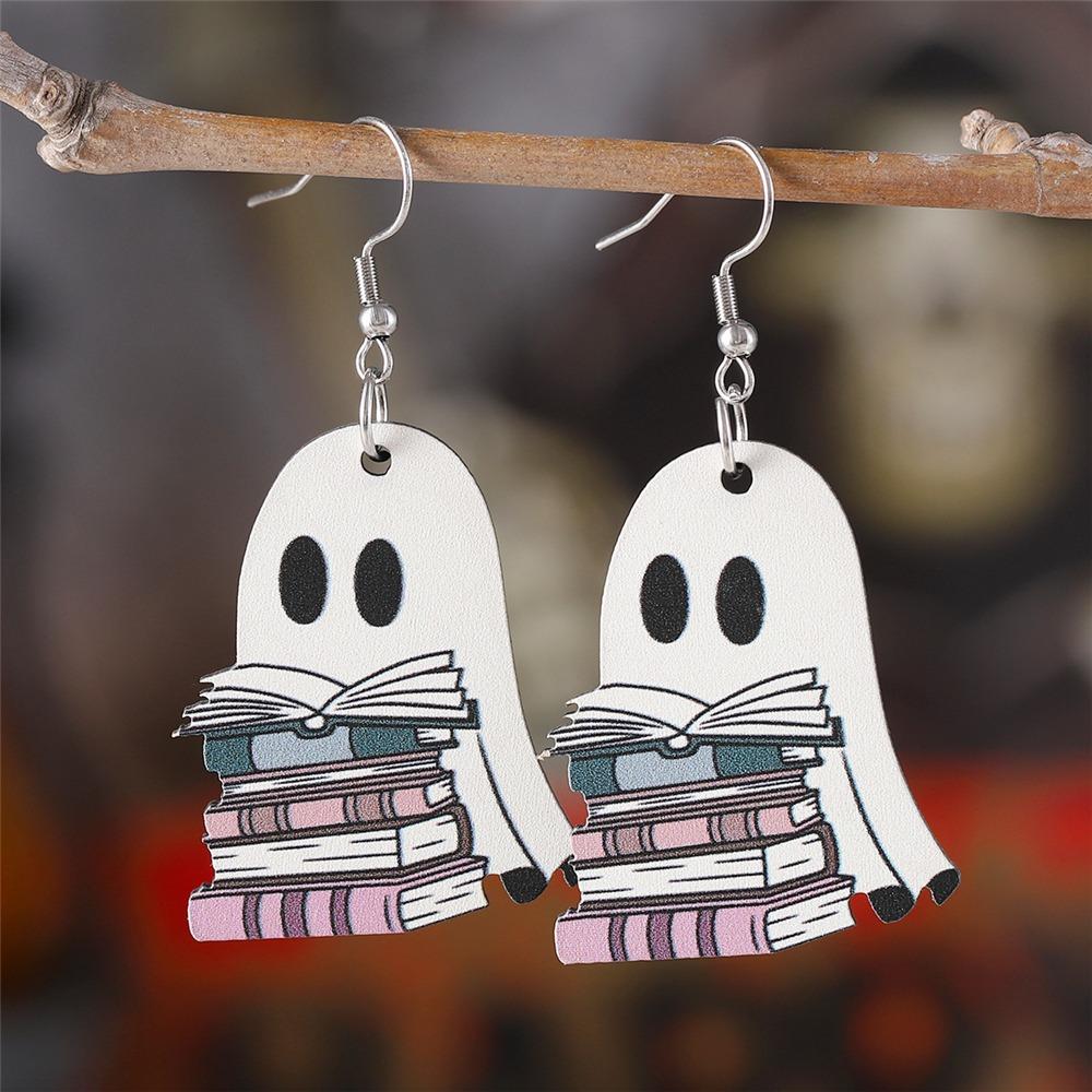 Gothic Halloween Earrings Double-Sided Halloween Gift for Book Lovers Cute Fun Eardrops for Women