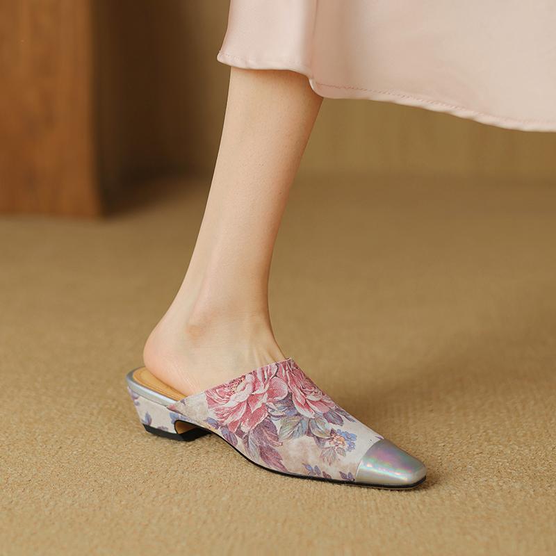 2024 New Fashion Muller Shoes High-Quality Sheep Suede Comfortable High Heel Slippers Simple Home Slippers Daily Casual Shoes