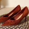 Pointed Toe High Heels for Women Fashion Suede Solid Color Outdoor Work Pumps Party Shoes Zapatos Tacon Bajo Mujeres Elegante