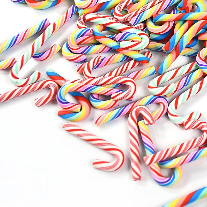 10/30 шт. Мини-леденец Рождественское украшение Красно-белый Полимерная конфета DIY Поделки Рождественский кулон Навидад Домашний декор Новый год