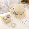 Children Straw Hat + Shoulder Bag Tote Bags Summer Kids Girl Baby 2Pcs A Set Cute Floral Sun Hat Bucket Hat