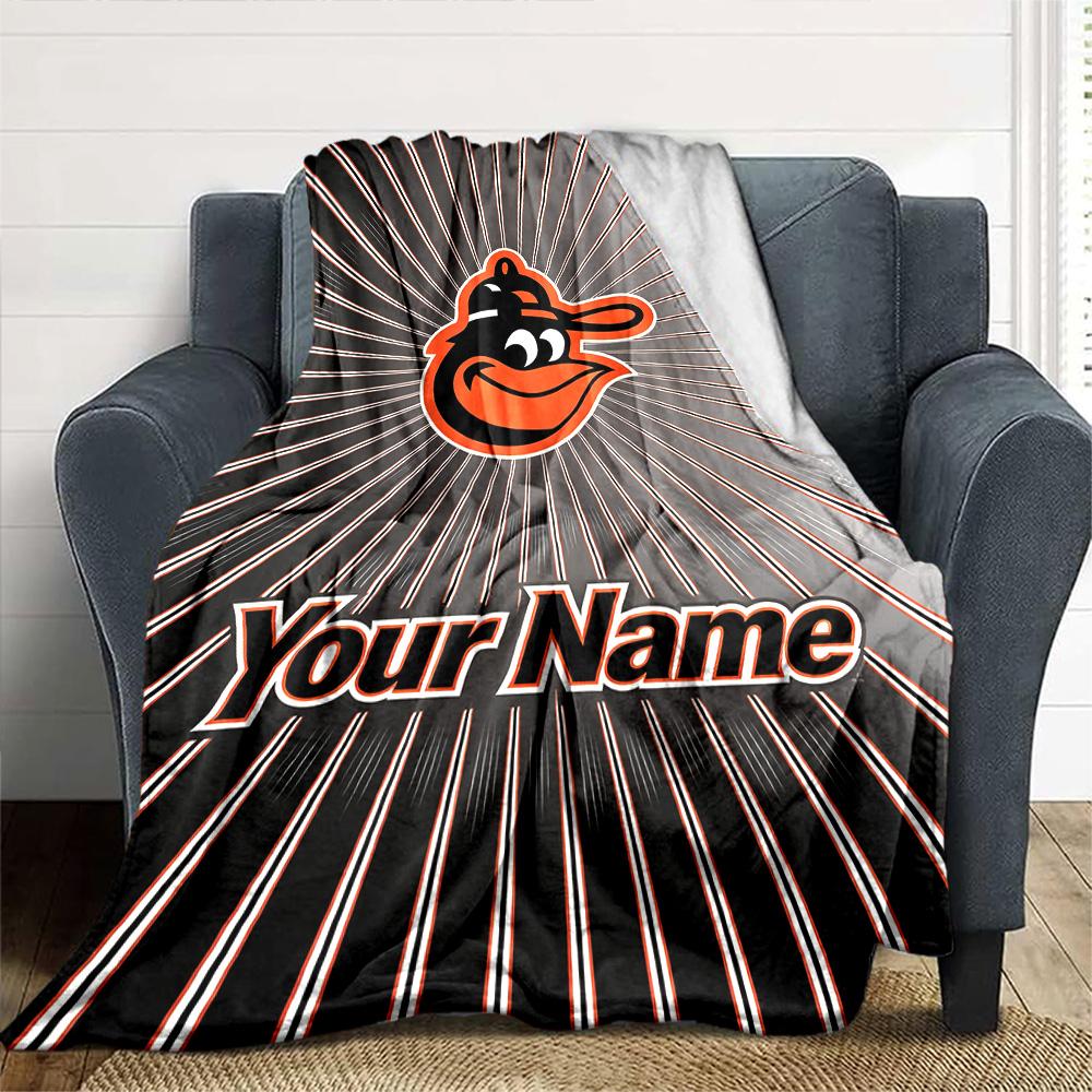 Name Custom Baltimore Orioles Print Flannel Blanket High Quality Warm Comfortable Cover for All Seasons Perfect for Gifts Home Decor