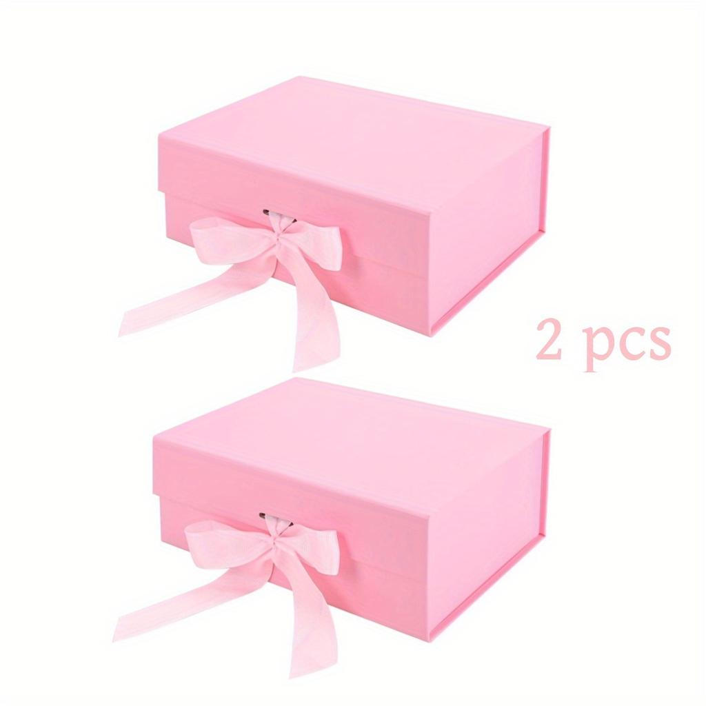 2pcs,26*19*8cm,10.24*7.5*3.15 Inches,Gift Box with Lid,with Ribbon and Magnetic Seal,Thickened White Cardboard,Hard Box with Flap,Folding Box