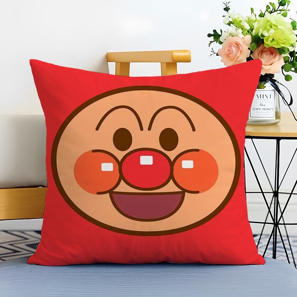Anime Kawaii AAnpanman Cushion Cover Washable Linen comfort Soft for Sofa Bed Cozy Home Room Decor