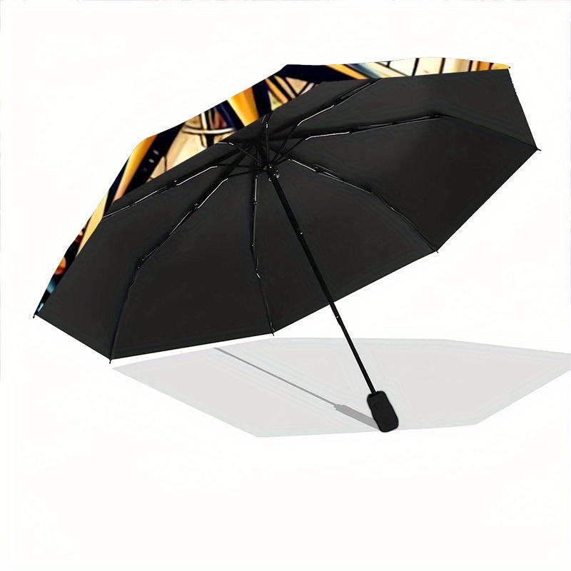 1pc Compass Floral Auto Open/close, All-Season Portable Folding Umbrella for Women & Men, Travel, Everyday, Formal Events - Compact Luxury Parasol, Ou