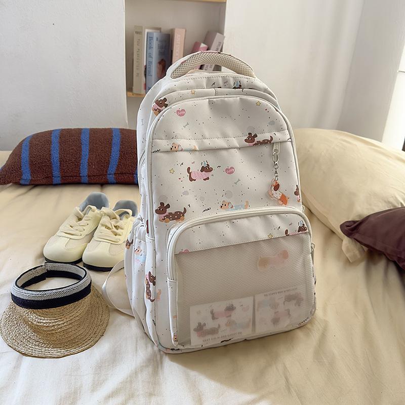 Campus schoolbag female junior high school student cute animal print backpack large capacity fresh and sweet high school student backpack