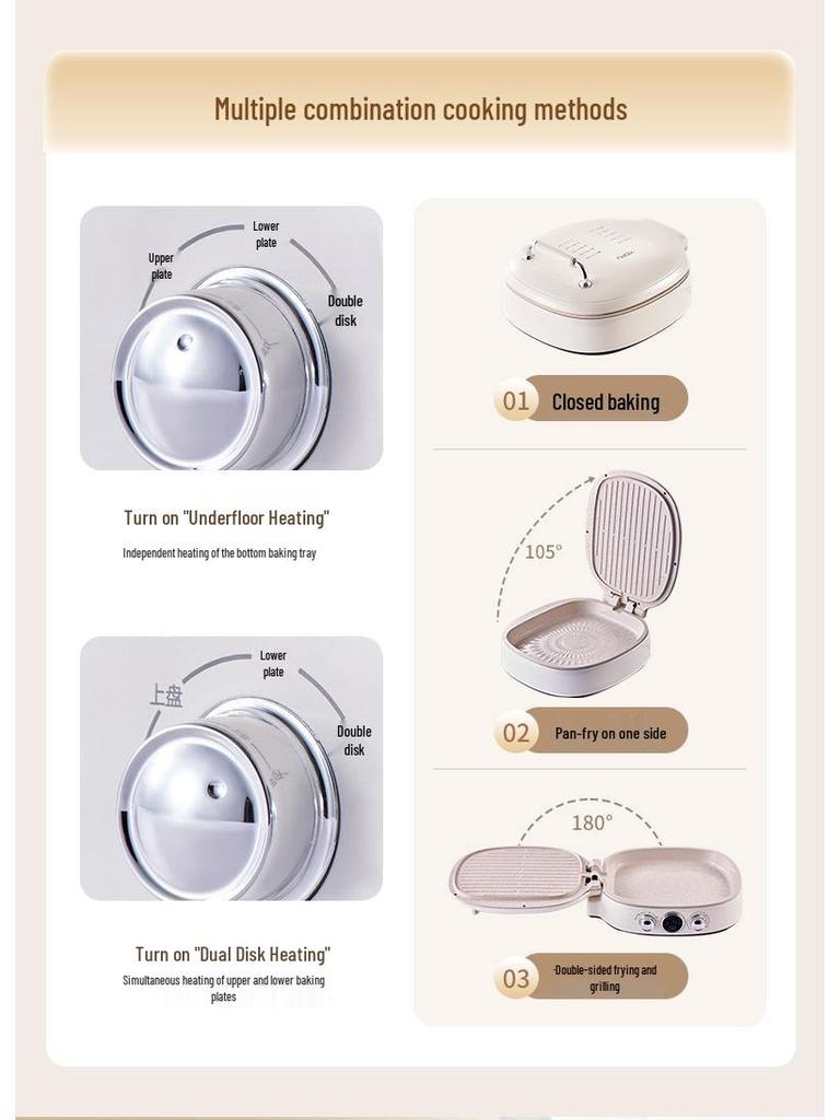 Yidepu Double-Sided Electric Pancake Maker with Large Deepened Griddle Plates