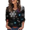 Women's Fashionable Casual Christmas Printed V-neck Top