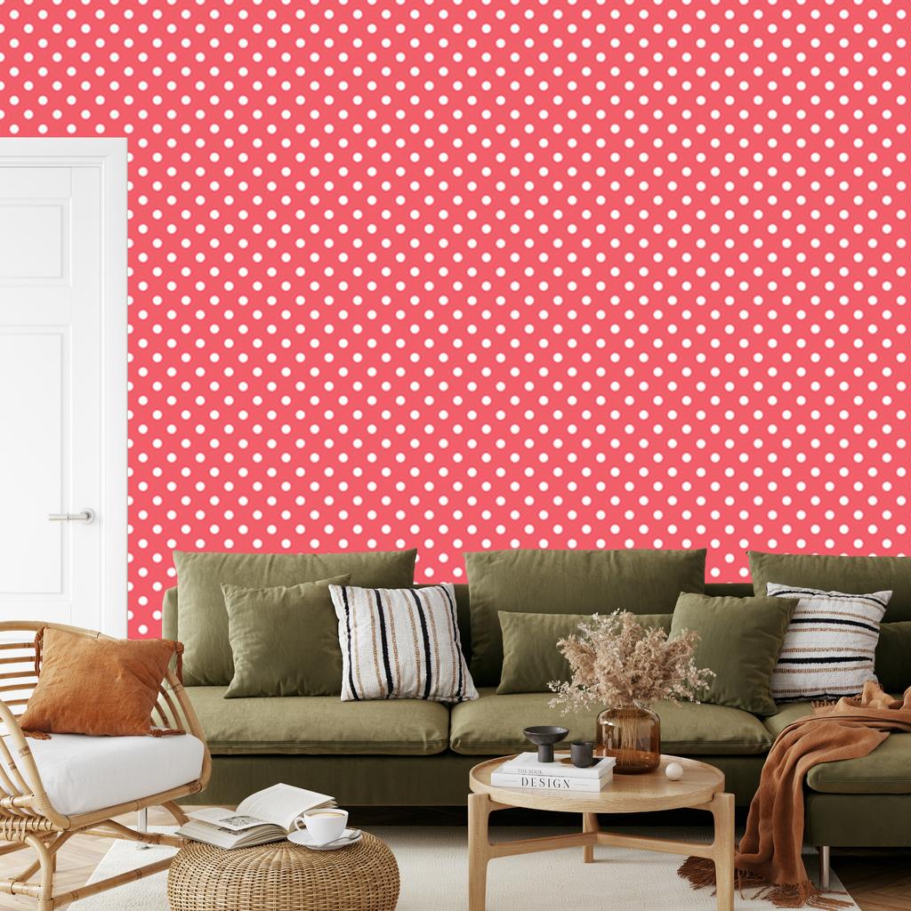 Dots Wallpaper Fine Detail, Coral for Living Room and Bedroom 50x1000