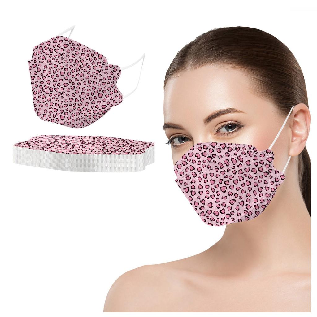 5/10/20/50PC Adult Leopard Printed Outdoor Prevention Fish Mask Face