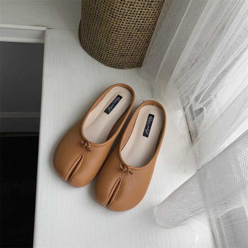 2025 весна и осень новая обувь Doudou женская обувь с подпальцевой частью копытца поросенка носки ленивые туфли-подковы плоские одинарные туфли осень