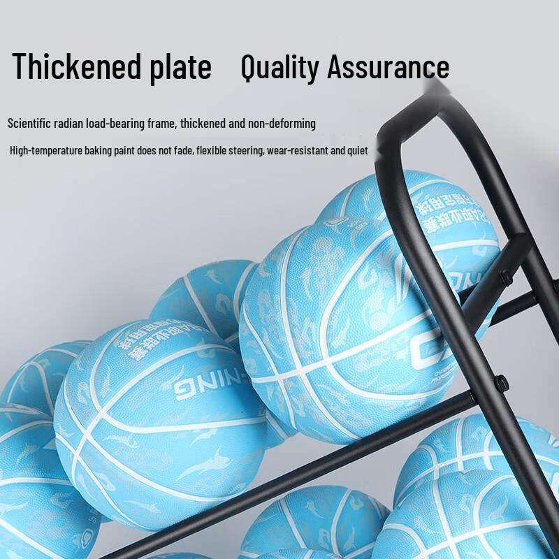 Double-Row Stainless Steel Sports Ball Storage Cart