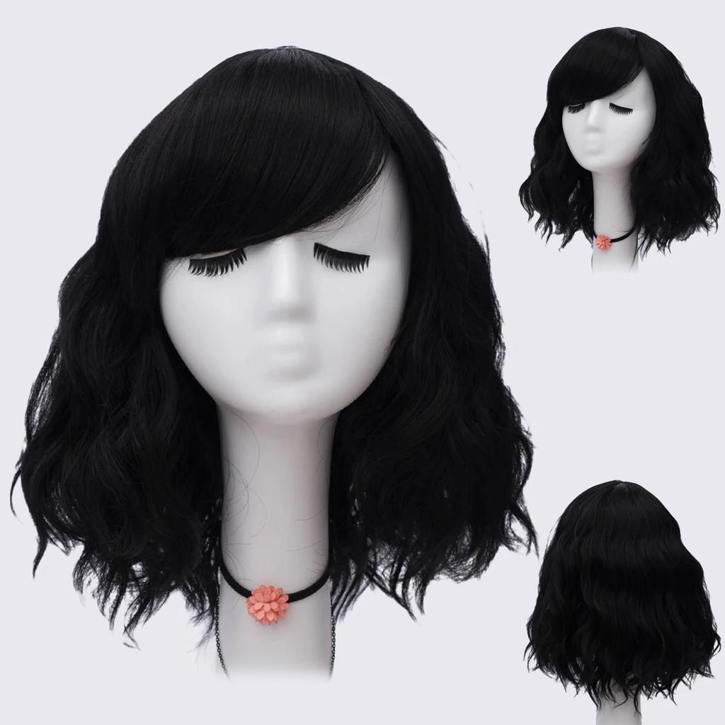 Short Bob Cosplay Wig for Women Synthetic Green Hair New Style Natural Supple Summer Heat Resistant Wig With Side Bangs